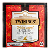 Twinings Golden Tipped English Breakfast Large Leaf Pyramid Tea Sachets - 100/Case