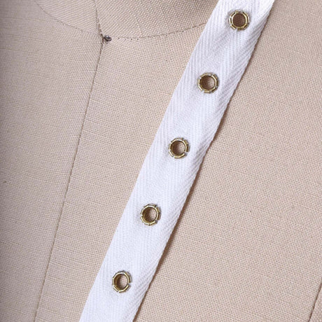 0.75" White Twill Grommet Trim with Silver Eyelets Cotton Tape for Sewing & Craft Projects