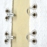 White and Silver 7/8" Heavy Duty Hook & Eye Cotton Tape Black Twill Trim with Silver Metal Closures