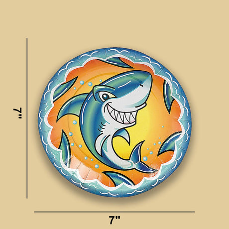 8 Ct. Jawsome Shark Dessert Plates 7" Ocean Party Paper Plates