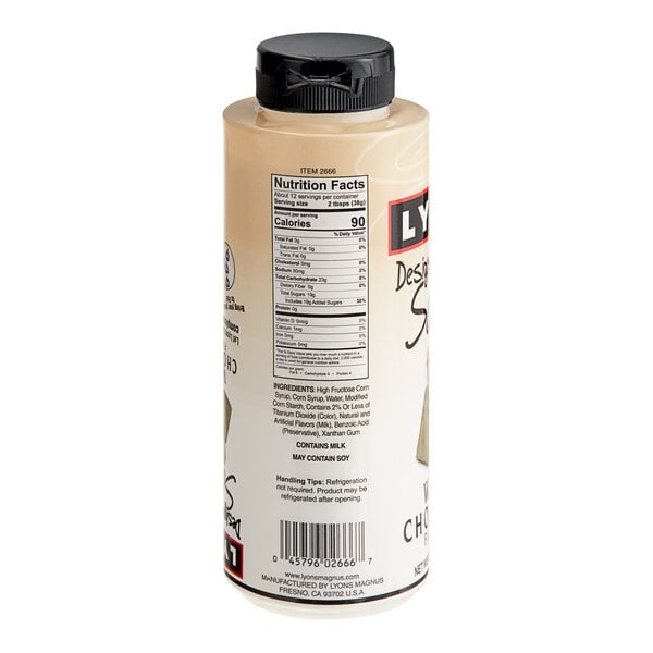 Lyons Designer Dessert White Chocolate Flavoring Sauce 12 fl. oz. (16 oz.) - 12/Case