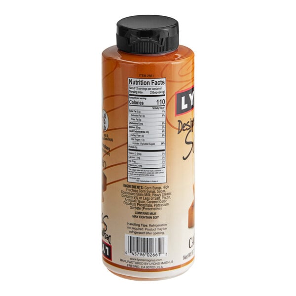 Lyons Designer Dessert Caramel Flavoring Sauce 12 fl. oz. (16.7 oz.) - 12/Case