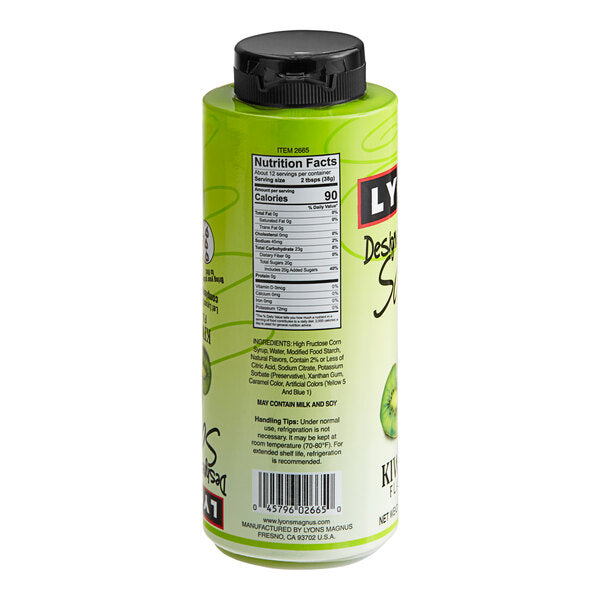 Lyons Designer Dessert Kiwi Lime Flavoring Sauce 12 fl. oz. (16 oz.) - 12/Case