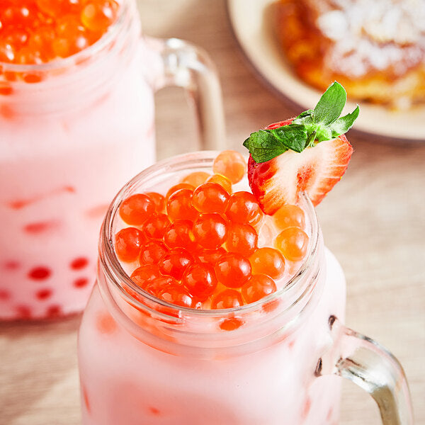 Possmei Strawberry Popping Boba 7.05 lb. - 4/Case