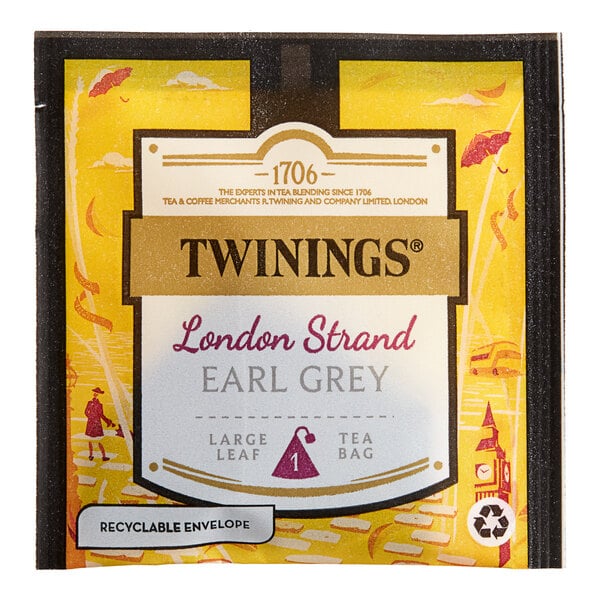 Twinings London Strand Earl Grey Large Leaf Pyramid Tea Sachets - 100/Case