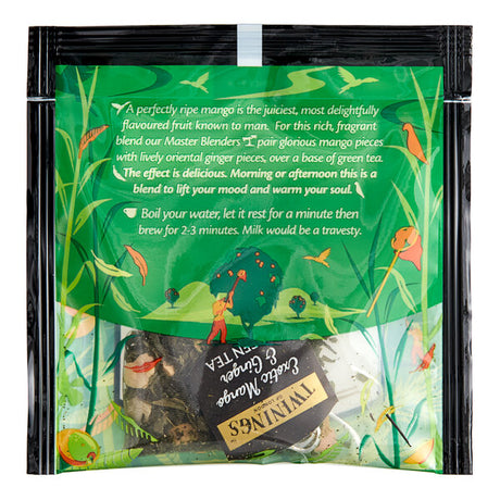 Twinings Green Exotic Mango & Ginger Large Leaf Pyramid Tea Sachets - 100/Case