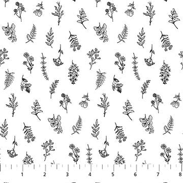 Cotton Fabric White/Black Nature's Sketchbook 44/45"