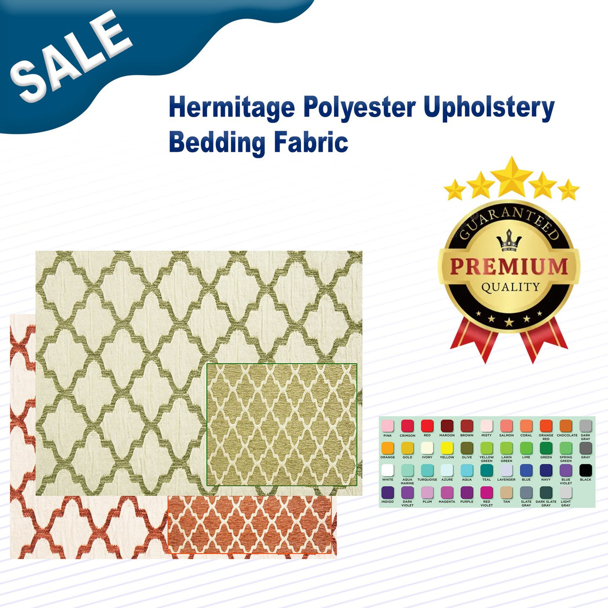 1 Yard Hermitage Polyester Upholstery & Bedding Fabric