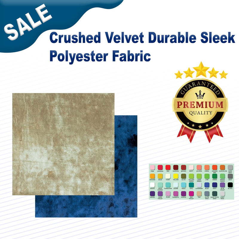 1 Yard Crushed Velvet Durable & Sleek Polyester Fabric 55" Wide