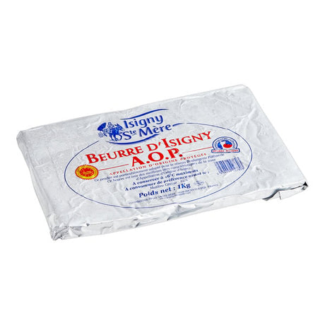 Isigny Sainte-Mere PDO Unfractionated Unsalted Lamination Butter Sheet 82% Butterfat 2.2 lb. - 10/Case