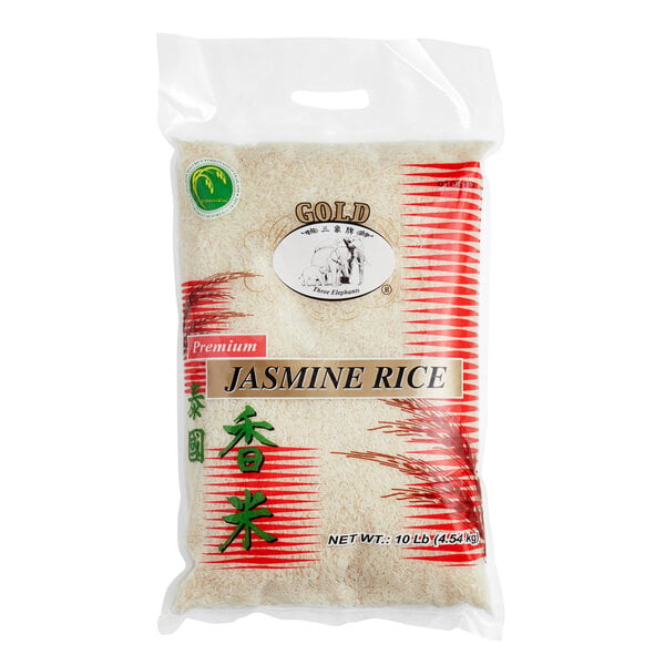 Three Elephants Gold Thai Jasmine Rice 10 lb. - 5/Case