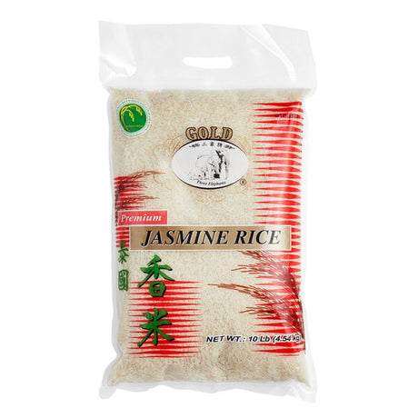 Three Elephants Gold Thai Jasmine Rice 10 lb. - 5/Case