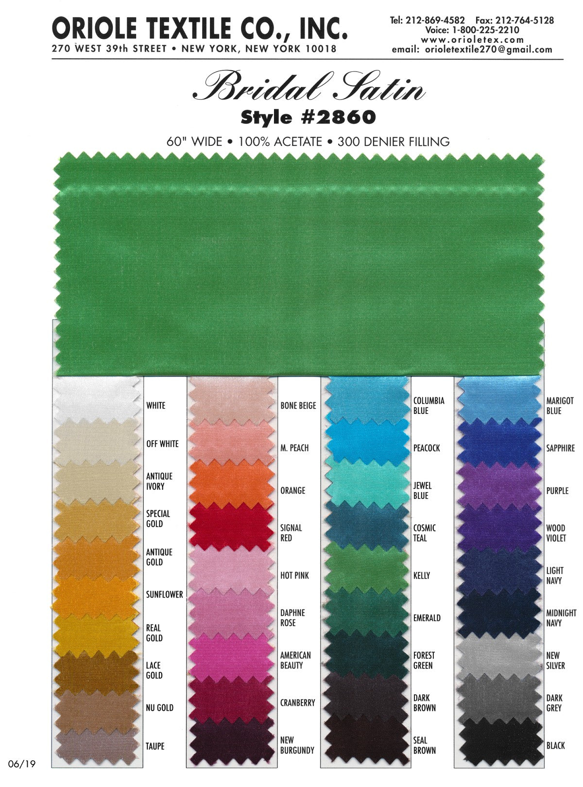 Bridal Satin 100 Percent Acetate Fabric - 60" Wide, Assorted Colors (1 Yard)