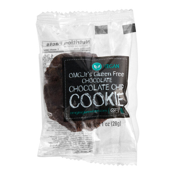 OMG...It's Gluten Free Individually Wrapped Vegan Gluten-Free Double Chocolate Chip Cookie 1 oz. - 48/Case