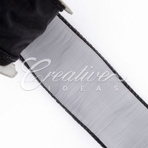 1 1/2" Wired Organza Ribbon - 10 Yards (Black)