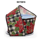 1 Roll Christmas Poinsettias & Berries On Wired Ribbon 2 1/2" x 10 yd