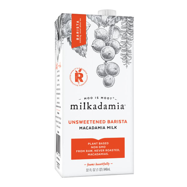 Milkadamia Barista Unsweetened Macadamia Milk 32 fl. oz. - 12/Case