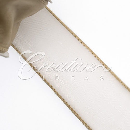 1 1/2" Wired Organza Ribbon - 10 Yards (Toffee)