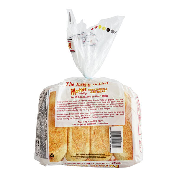Martin's Famous Top-Sliced Long Hot Dog Potato Rolls 1.9 oz. - 64/Case