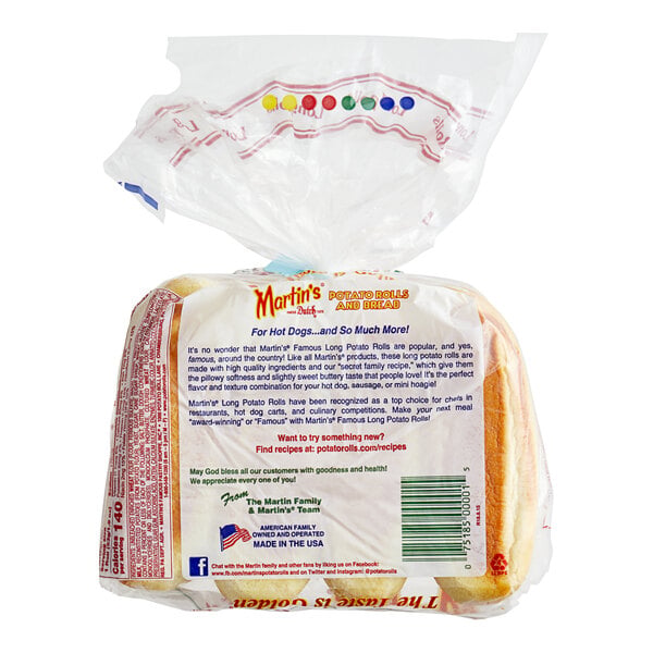 Martin's Famous Sliced Hot Dog Potato Rolls 1.9 oz. - 64/Case