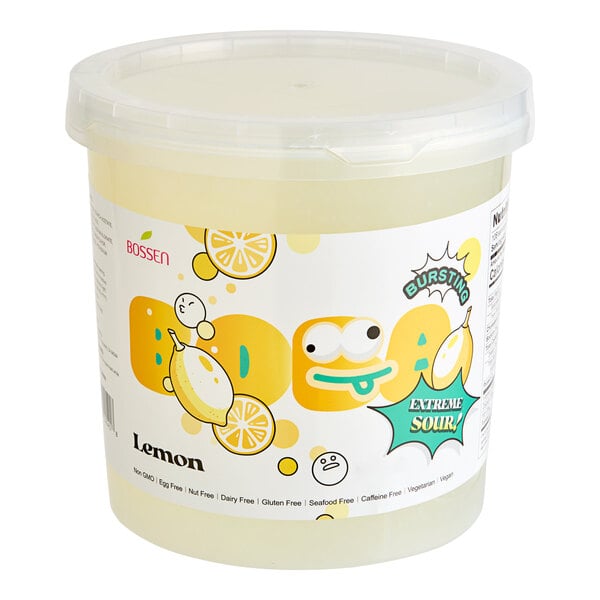 Bossen Sour Lemon Bursting Boba 7.04 lb. - 4/Case