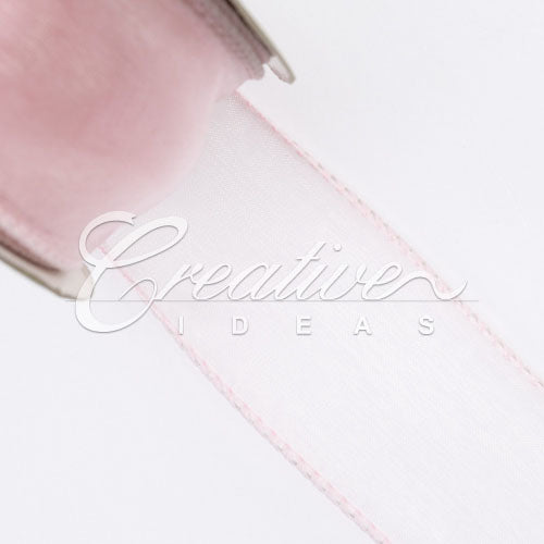 1 1/2" Wired Organza Ribbon - 10 Yards (Light Pink)
