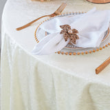 Round Crushed Velvet Tablecloth 132 Inch Ivory