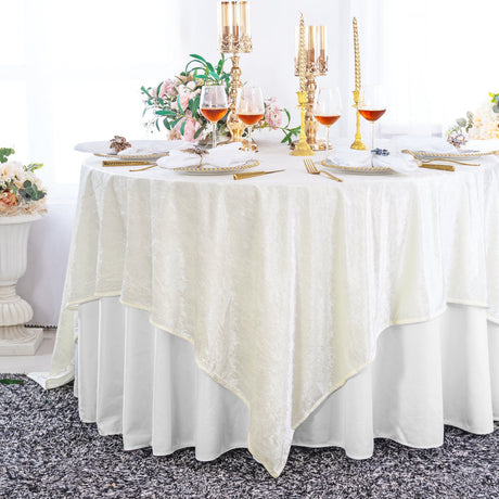 Seamless Square Ice Crushed Velvet Tablecloth Overlay