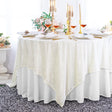 Square Crushed Velvet Table Overlay 85x85 Ivory