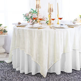 Square Crushed Velvet Table Overlay 85x85 Ivory
