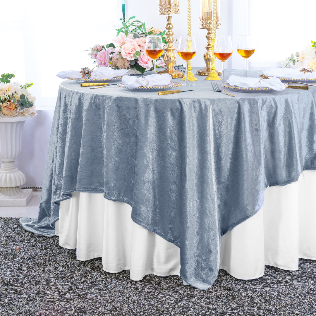 Seamless Square Ice Crushed Velvet Tablecloth Overlay
