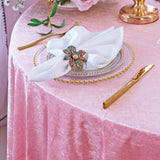 Round Crushed Velvet Tablecloth 120 Inch Pink