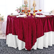 Square Crushed Velvet Tablecloth Overlay 85x85 Burgundy