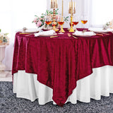 Square Crushed Velvet Tablecloth Overlay 85x85 Burgundy
