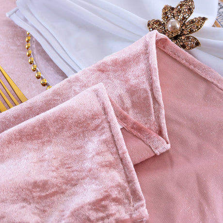 Square Crushed Velvet Table Overlay 85x85 Blush Pink