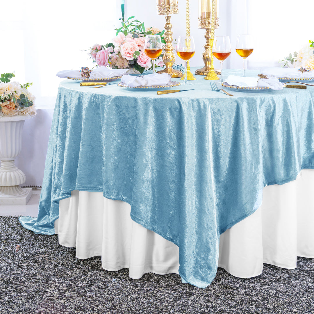 Seamless Square Ice Crushed Velvet Tablecloth Overlay