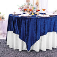 Square Crushed Velvet Table Overlay 85x85 Navy Blue