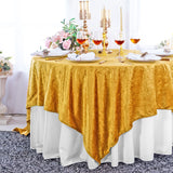 Square Crushed Velvet Table Overlay 85x85 Gold