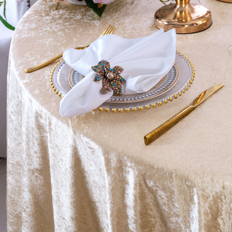 Square Crushed Velvet Table Overlay 85x85 Champagne