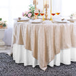Square Crushed Velvet Table Overlay 85x85 Champagne