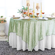 Square Crushed Velvet Table Overlay 85x85 Sage Green