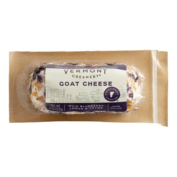 Vermont Creamery Wild Blueberry, Lemon, and Thyme Goat Cheese 4 oz. - 12/Case