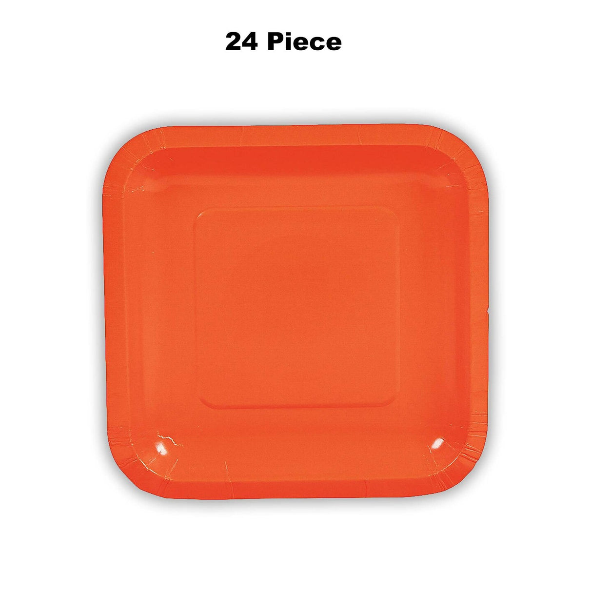 24 Count Orange Square Paper Dessert Plates for Birthday Party 7"