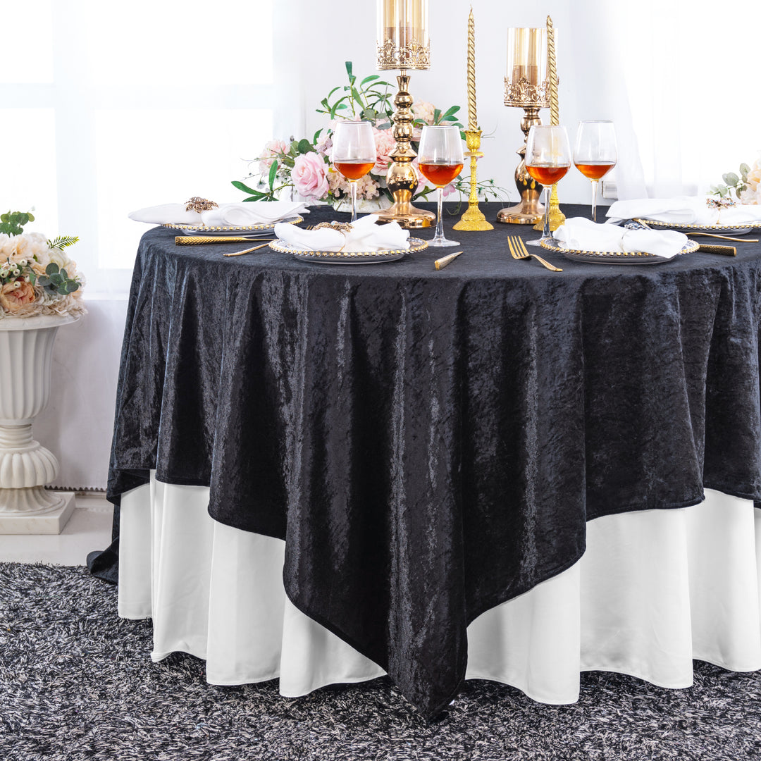 Seamless Square Ice Crushed Velvet Tablecloth Overlay