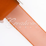 1 1/2" Wired Organza Ribbon - 10 Yards (Orange)