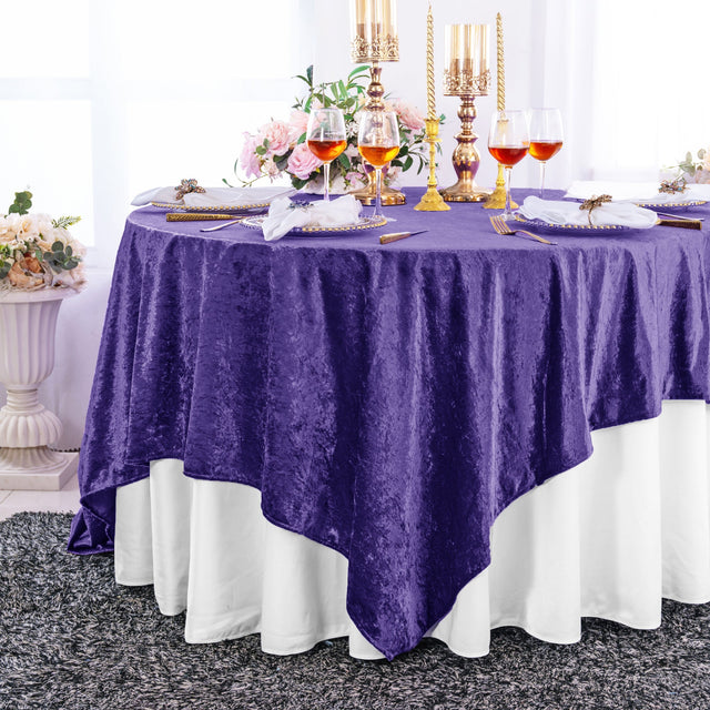 Square Crushed Velvet Tablecloth Overlay 85x85 Regency Purple