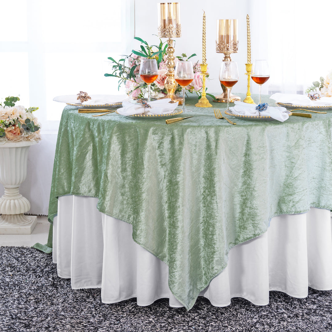 Seamless Square Ice Crushed Velvet Tablecloth Overlay