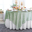 Square Crushed Velvet Table Overlay 85x85 Dusty Sage