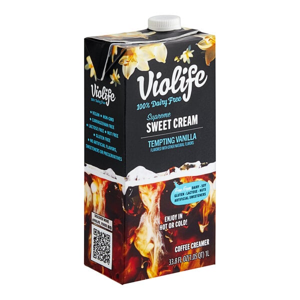 Violife Supreme Plant-Based Vegan Sweet Cream Tempting Vanilla Coffee Creamer 33.8 fl. oz. - 8/Case