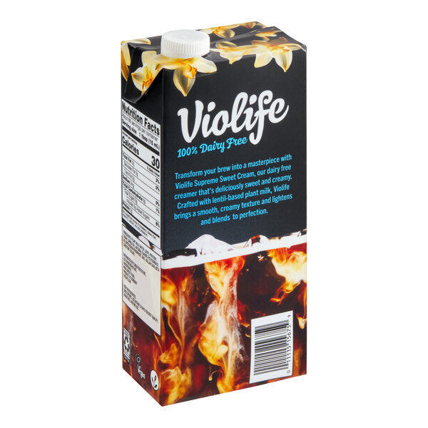 Violife Supreme Plant-Based Vegan Sweet Cream Tempting Vanilla Coffee Creamer 33.8 fl. oz. - 8/Case